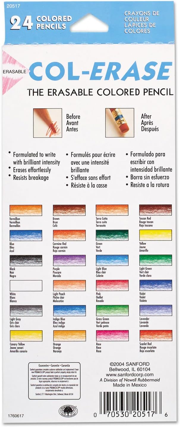 Prismacolor Col-Erase Erasable Colored Pencils, Adult Coloring, 24 Pack
