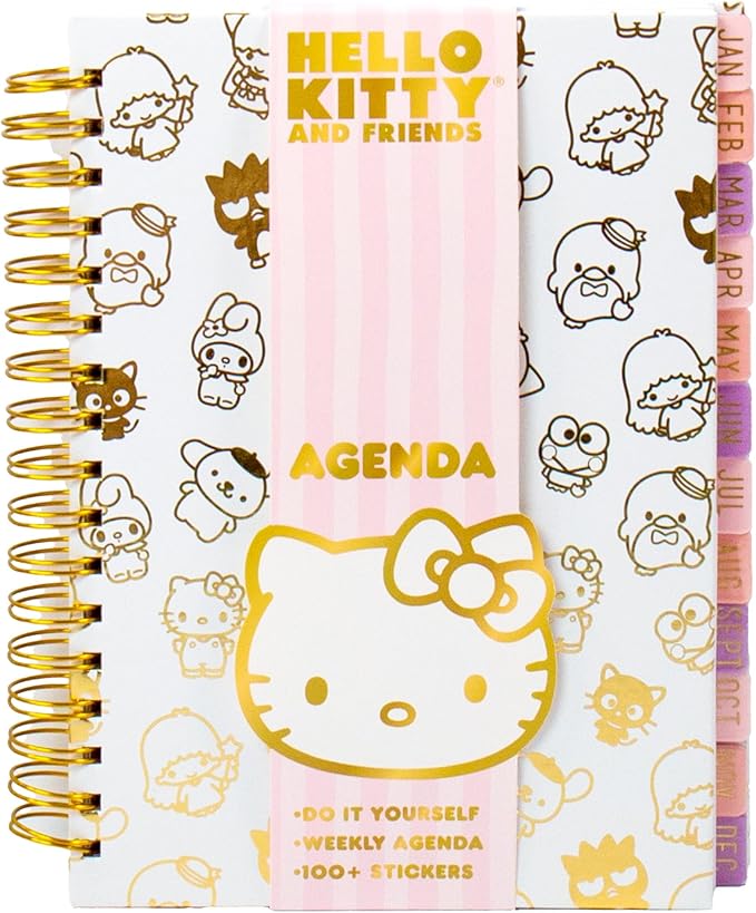Hello Kitty and Friends Agenda, 70 Pages, Hardcover Planner, Kuromi Stickers, Sanrio Stuff, Cute School Supplies, Stationery and Accessories