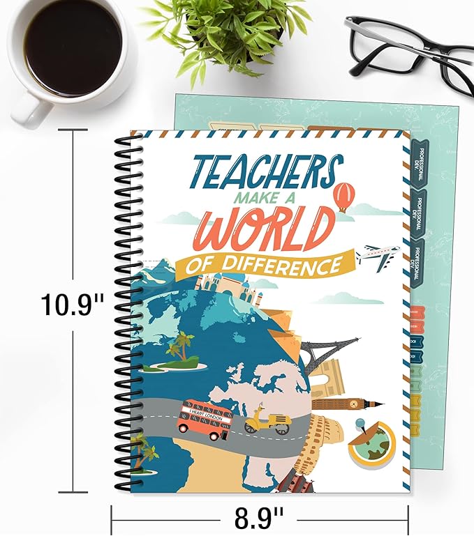 Carson Dellosa Let's Explore Teacher Planner 2025-2026, Undated 8" x 11" Lesson Plan Book With Retro Stickers, Class Schedule, Weekly Calendar, Classroom Must Haves, Homeschool and School Supplies