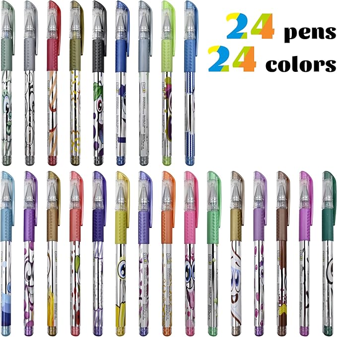 Scentos 24-Pack Scented Metallic Gel Pens for Kids – Non-Toxic Gel Ink for Drawing, Coloring & Journaling – Sweet Scents – Safe Art Supplies for Ages 3+