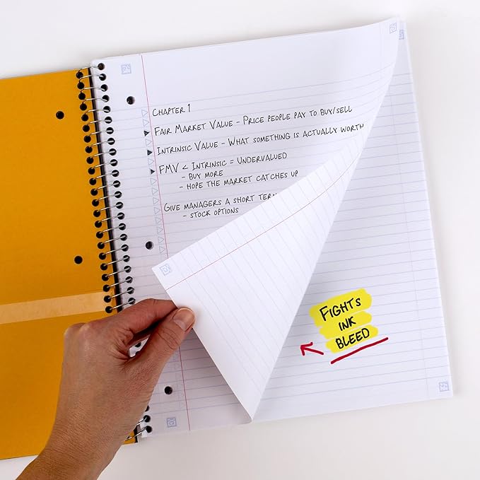 Five Star Spiral Notebook + Study App, 6 Pack, 1 Subject, College Ruled Paper, 8-1/2" x 11", 100 Sheets, Fights Ink Bleed, Water Resistant Cover, Assorted Colors (38052)