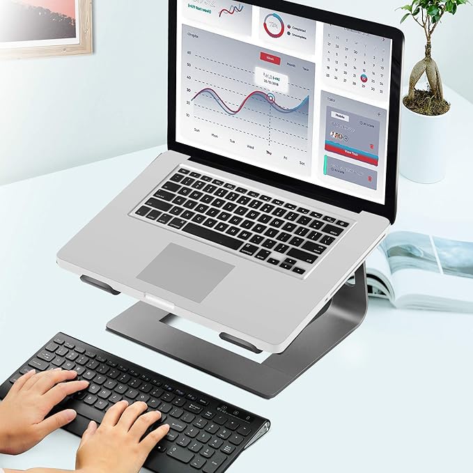 Orionstar Laptop Stand Portable Aluminum Laptop Riser Compatible with Mac MacBook Air Pro 10 to 15.6 Inch Notebook Computer, Detachable Ergonomic Elevator Holder, Space Grey