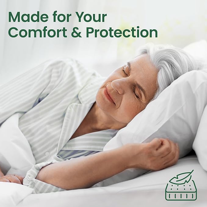 SafeRest Waterproof Mattress Protector King Size – Absorbent Breathable Soft Fitted Bed Cover with 18" Deep Stretchable Pockets – Machine Washable King Mattress Cover