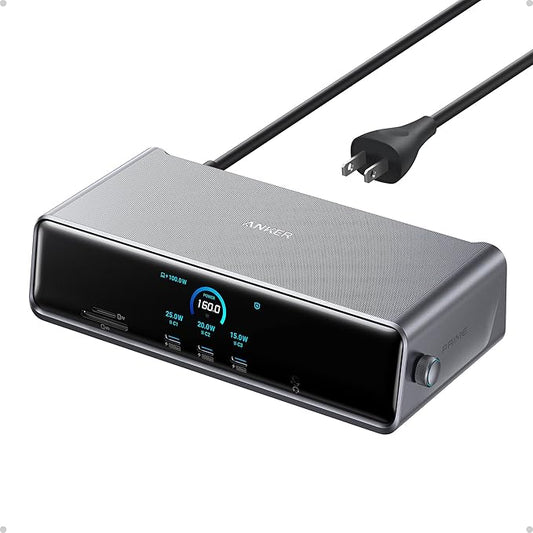 Anker Prime Docking Station (DL7400), 14-Port Triple Display with DisplayLink, 140W Max, Smart Display, Triple 4K 60Hz, Cooling Fan, for macOS and Windows (The Latest DisplayLink Driver Required)