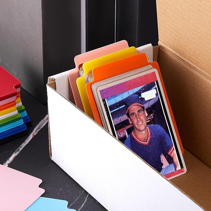 250 Pcs Trading Card Dividers Plastic Card Dividers, Multicolor Frosted Separator with Tabs Standard Vertical Compatible with MTG Games Sports TCG, 2.7 x 3.8 Inches