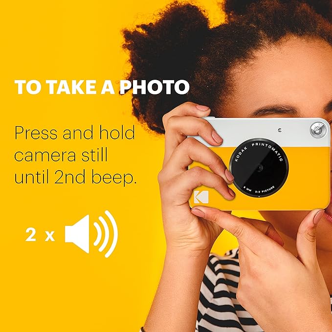 Kodak Printomatic Full-Color Instant Print Digital Camera - 75 Sheets Bundle - Prints On Zink 2x3 Sticky-Back Photo Paper - 5MP, Portable, Creative Fun Gift for Birthday, Christmas, Holiday - Pink