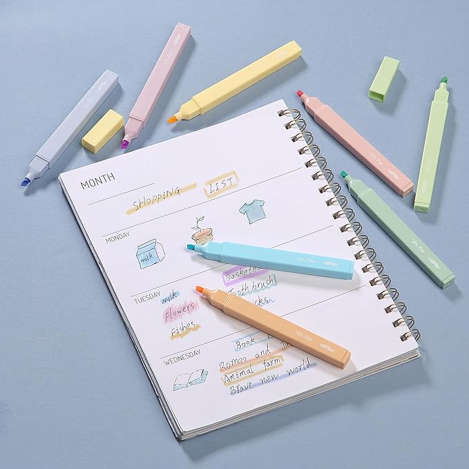 Mr. Pen- Aesthetic Highlighters, 8 pcs, Chisel Tip, Pastel Colors, Cute Highlighters Assorted Colors