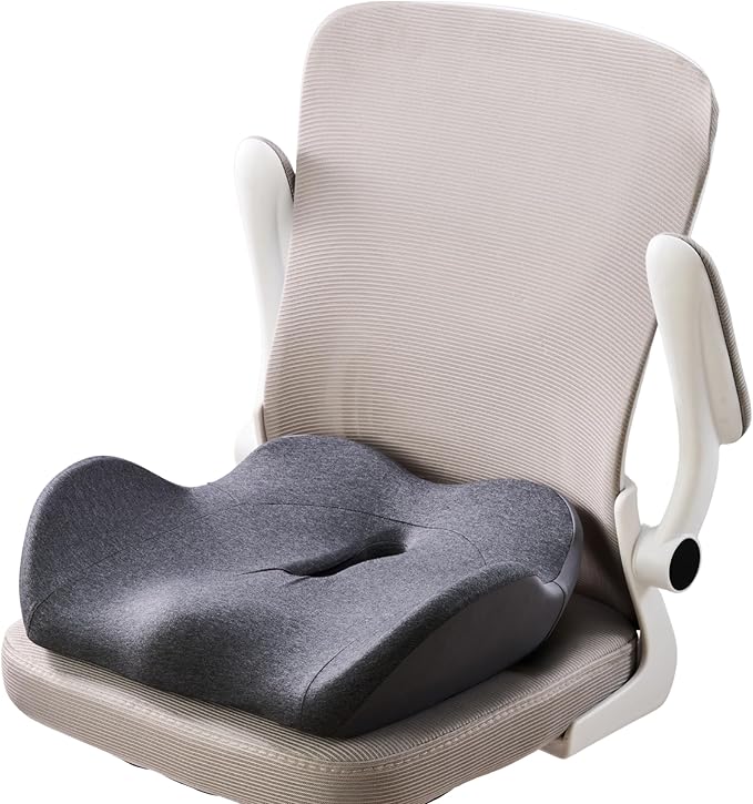 OneCushion Advanced Ergonomic Seat Cushion for Office Chair with Firm AlignCore Foam for All-Day Comfort, Posture Support & Pressure Relief for Work or Home Use - Heather Charcoal