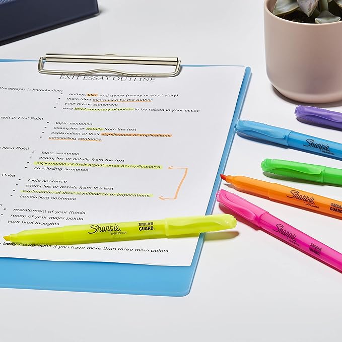 Sharpie Pocket Highlighters, Chisel Tip, Assorted Colors, 24 Count - Back to School, Office, Teacher Supplies