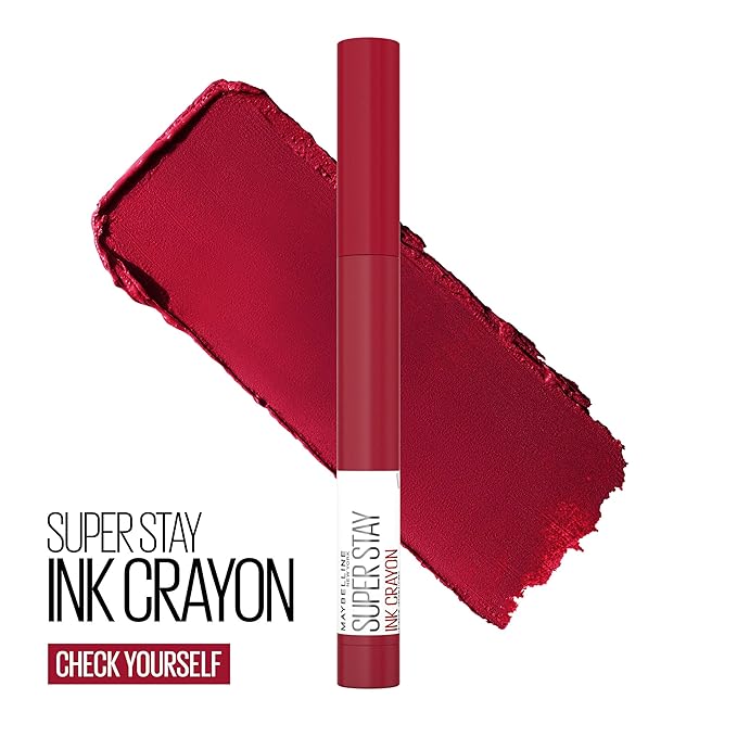 Maybelline New York Maybelline Super Stay Ink Crayon Matte Longwear Lipstick Makeup, Check Yourself, 0.04 Ounce ., 125 Check Yourself, 0.04 ounces (Pack of 2)