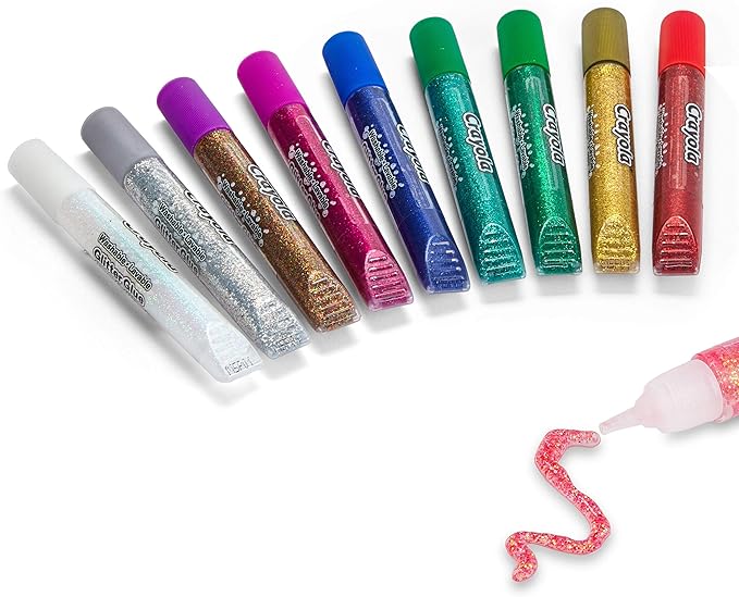 Crayola Washable Glitter Glue Pens, 9 Count, Colors may vary