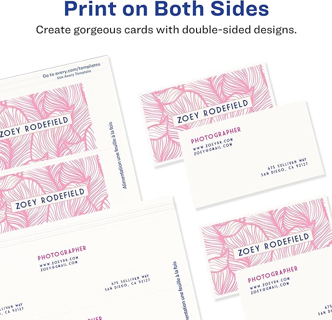Avery Clean Edge Business Cards White | Printable | For Inkjet Printers | Sure Feed Technology | 2" x 3.5" | 90 Cards, Pack of 5