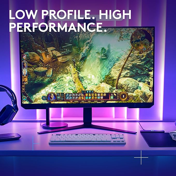 Logitech G515 Lightspeed TKL Low Profile Wireless Gaming Keyboard, LIGHTSYNC RGB, Thin Tenkeyless Design, PBT Keycaps, Tactile (Brown) Mechanical Switches - White (Renewed)