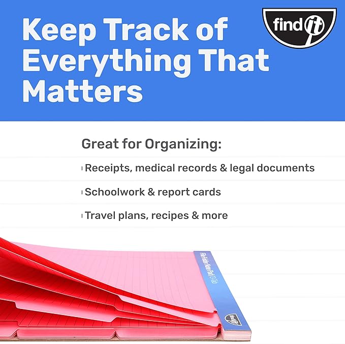Find It File Folder Notepad - Pack of 36-9.5 x 12.5 Inch Notebook Organizer Folders for Filing, Document, and Clipboard Organization - Pink