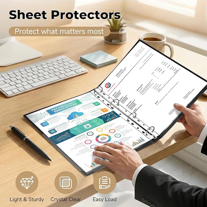 360 Pack Clear Sheet Protectors 8.5 x 11 Inch, Plastic Page Sleeves for 3 Ring Binder, Transparent Letter-Size Document Covers, Top Loading, for Paper Documents, Home, School and Office Use