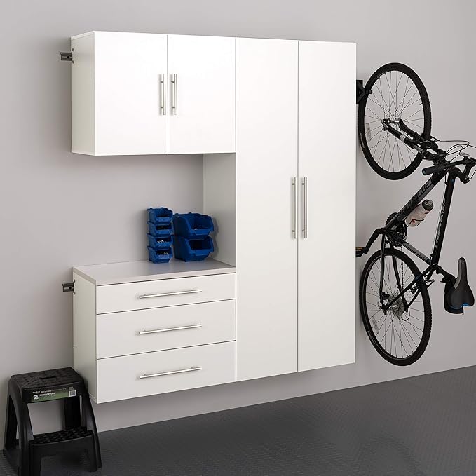 Prepac HangUps 30" Large Garage Cabinet, Bathroom Cabinet Wall Mount, Ideal for Garage, Kitchen and Laundry Organization 30" W x 72" H x 16" D, White
