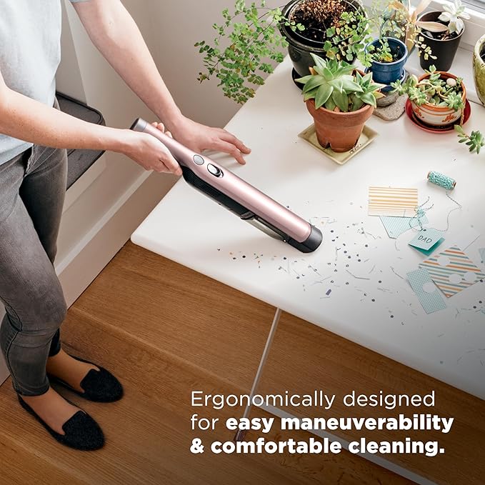 Shark WANDVAC Cordless Hand Vac, Lightweight, Portable at 1.4 lbs., Powerful Suction, Charging Dock, One-Touch Empty for Car & Home, Multi-Surface Pet Tool & Duster Crevice Tool, Rose Gold, WV201RGBRN