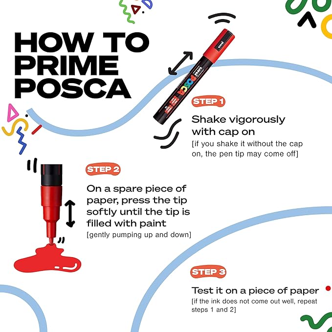 Posca Markers Set, 8 Medium Paint Markers 5M – Dark Tones – White, Ochre, Ruby Red, Cacao Brown, Raspberry, Deep Grey, English Green, Prussian Blue