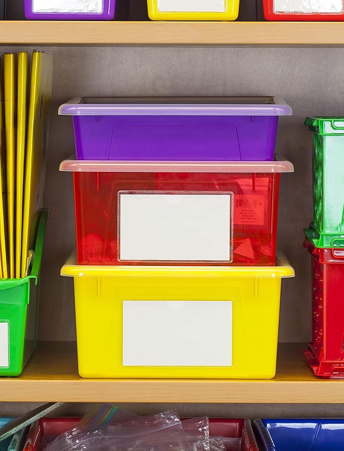 Storex Letter Size Flat Storage Tray – Organizer Bin for Classroom, Office and Home, Assorted Colors, 5-Pack (62514A05C)
