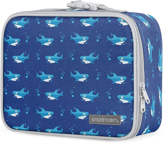 Simple Modern Kids Lunch Box for School | Reusable Insulated Lunch Bag for Toddler, Girl, and Boy | Meal Containers with Exterior & Interior Pockets | Hadley Collection | Shark Bite