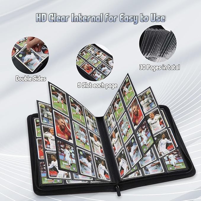 9 Pocket Card Binder - 540 Capacity with Zip Closure Premium, Double-Sided,Sturdy & Sleek PU Leather Protector for MTG, TCG, Sport & Collectible Cards (Purple)
