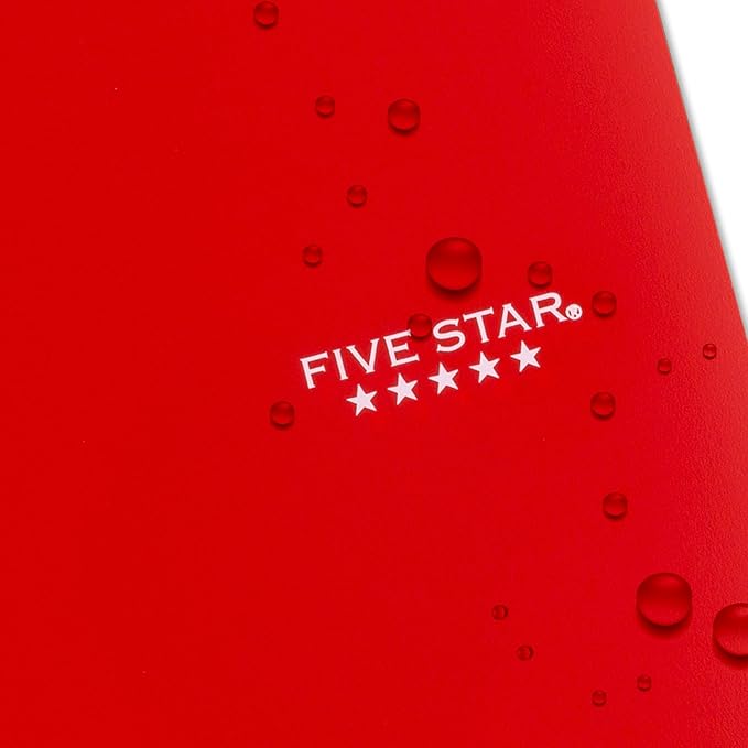 Five Star Spiral Notebook + Study App, 5 Subject, College Ruled Paper, 8-1/2" x 11", 200 Sheets, Fights Ink Bleed, Water Resistant Cover, Fire Red (72077)