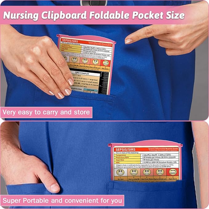 Nursing Clipboard Foldable Clipboard Medical: Edition Cheat Sheets Aluminum 3 Layers Foldable Clipboards Nursing Pocket Size Profile Clip Nurse Clipboards Notepad for Nurses Students and Doctors
