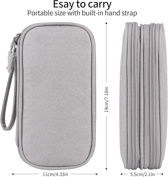 JIAKAI Travel Cable Organizer - Electronics Accessories Bag(Double Layer - Grey)