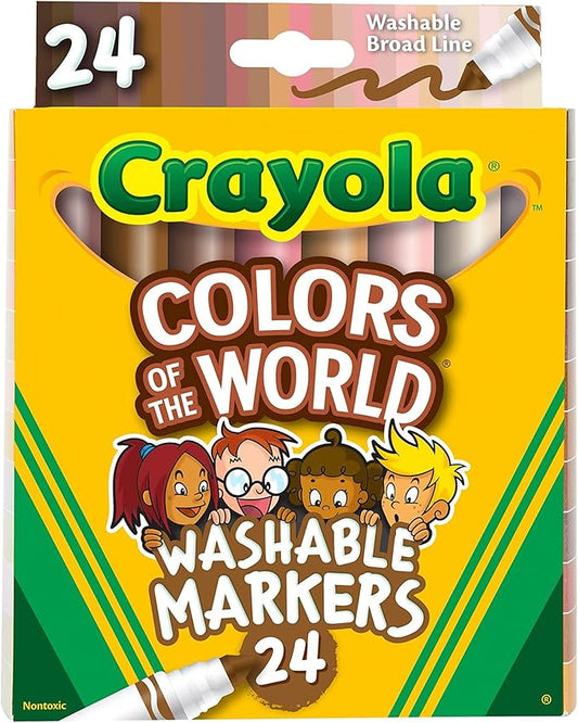 Crayola Colors of The World Markers (24 Count), Skin Tone Markers for Kids, Coloring Book Supplies, Skin Colored Markers, Gifts for Kids