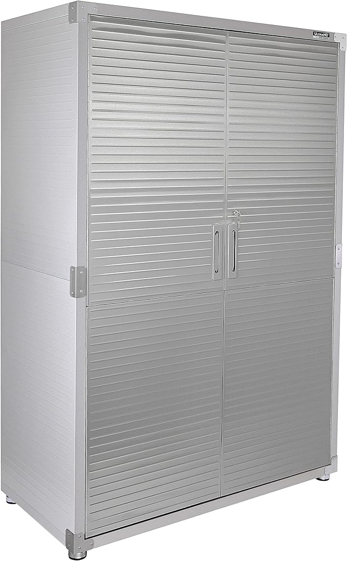 Seville Classics UltraHD Solid Steel Lockable Metal Storage Cabinet Locker Organizer, w/Adjustable Shelves for Garage, Warehouse, Office, Classroom, Granite, 48" W x 24" D x 72" H