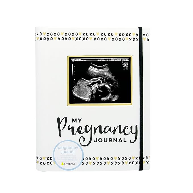 Pearhead My Pregnancy Journal - 74-Page Memory Book and Photo Album, Gender Neutral Planner for Expecting Moms, Includes Milestone Sections and Ultrasound Photo Insert