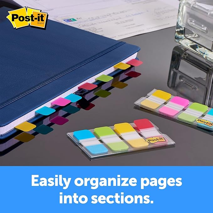 Post-it Tabs, .625 in Solid, Aqua, Yellow, Pink, Violet, 10/Color, 40/Dispenser (676-AYPV) (3 Pack)