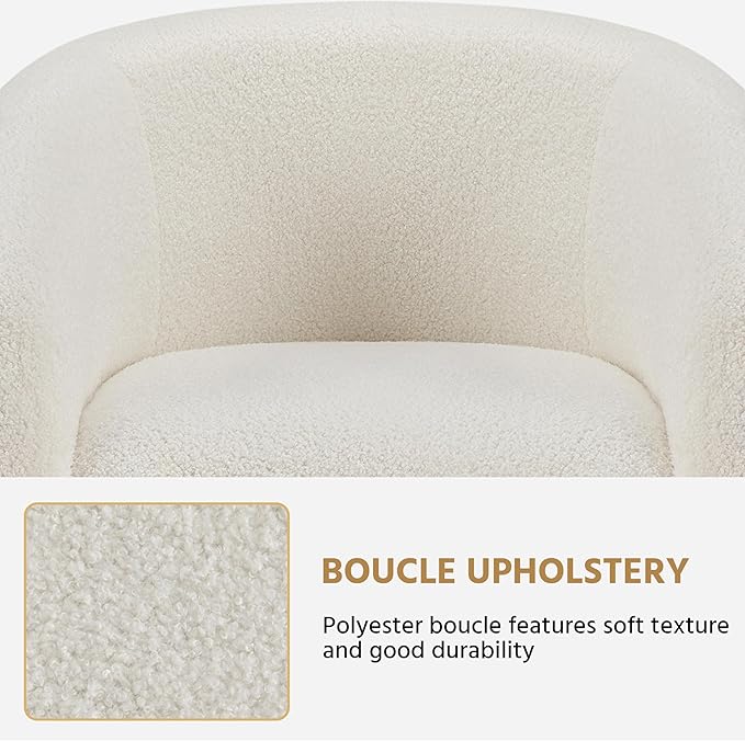 Yaheetech Barrel Chairs, Furry Accent Chairs with Soft Padded Armrest for Living Room Bedroom Waiting Room Office, Set of 2, Ivory
