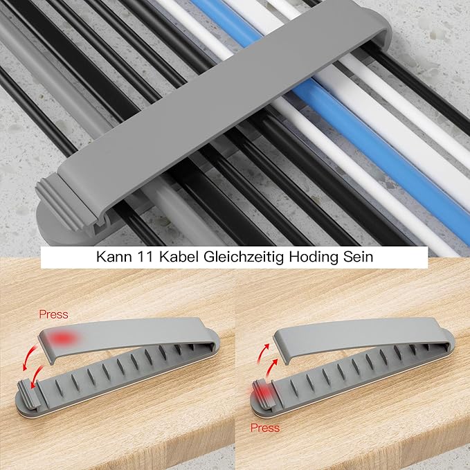 pzoz Cable Clips, 3 Pack Cord Organizer Charger Cable Management for Organizing Home Office Desk Phone Car Cable Wire, Self Adhesive Cord Holders (Gray)
