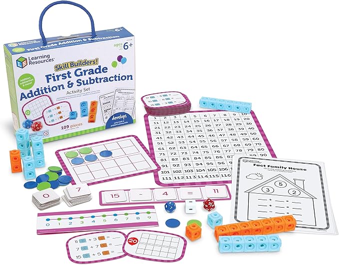 Learning Resources Skill Builders! First Grade Addition and Subtraction - Math Manipulatives, Number Recognition Skills, Classroom Must Haves, Teaching Materials, Back to School Essentials