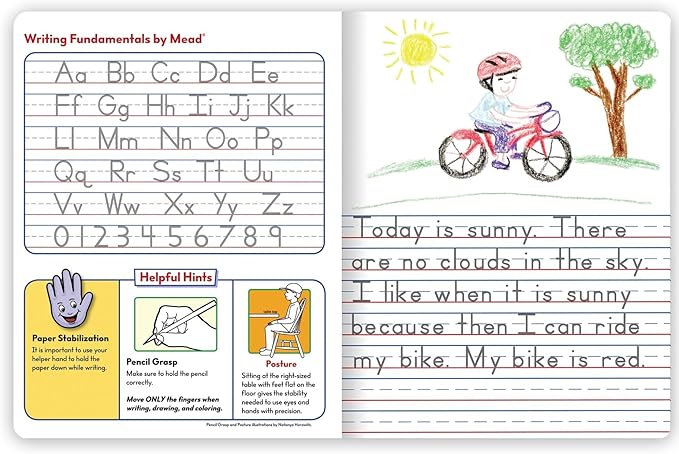Mead Primary Journal, Half Page Ruled, Grades K-2, 7-1/2" x 9-3/4", 100 Sheets, Red (489903-ECM)