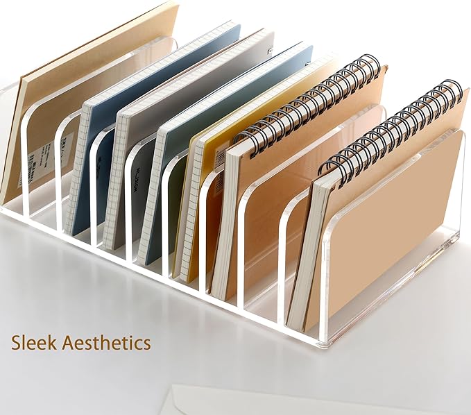 SANRUI Mail Organizer, Clear Acrylic Desk Organizer,Letter Holder for Desk,9-Compartment Small File Holders Paper Organizer Mail Sorter for Office,Home, School