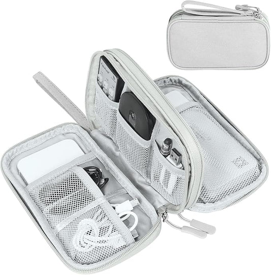 FYY Travel Cable Organizer Bag Pouch Electronic Accessories Carry Case Portable Waterproof Double Layers All-in-One Storage for Cord, Charger, Phone, Earphone Grey