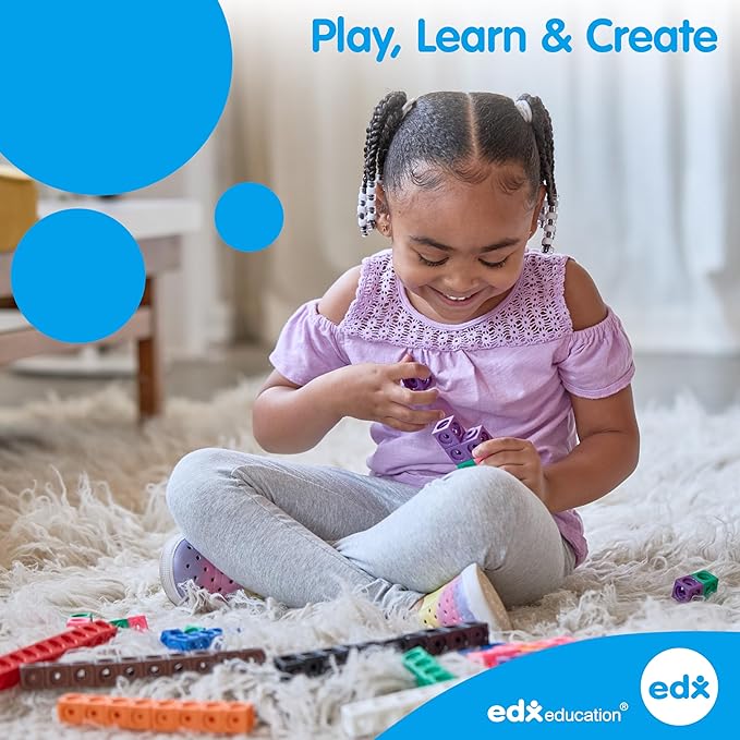 edxeducation Linking Cubes | Set of 100 | Counting Cubes | Color Sorting Toys | Math Manipulatives for Preschoolers, Pre K