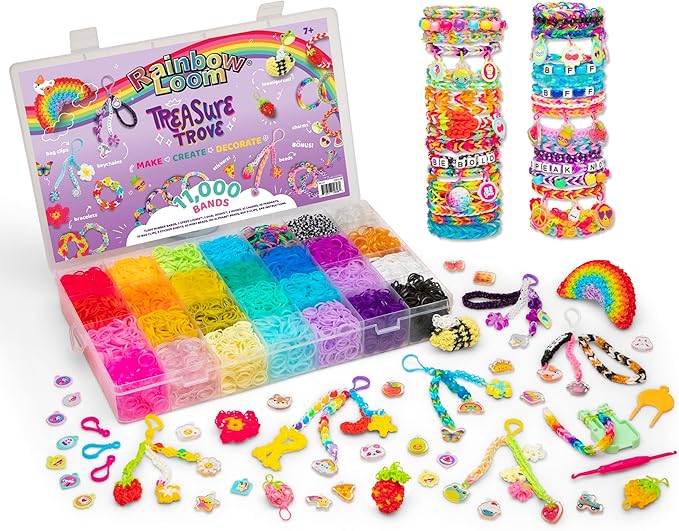 Rainbow Loom: Treasure Trove - DIY Rubber Band Bracelet Craft Kit with Case - 11,000 Loom Bands & Accessories, Design & Create, Ages 7+ Amazon Exclusive