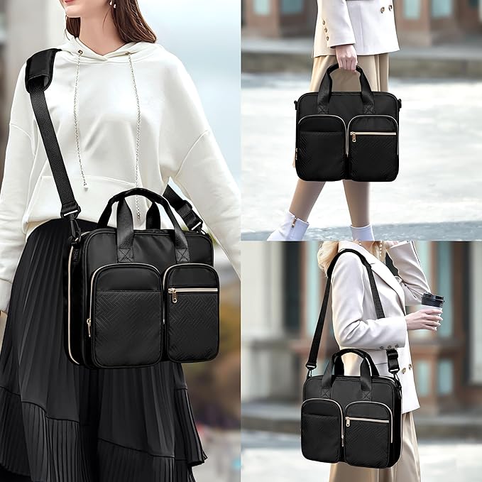 3 Ring Zipper Binder, 2 Inch Ring Binder Organizer Bag with Shoulder Strap Fits 13 Inch Laptop and 500 Sheets, Black (Empty Bag Only)