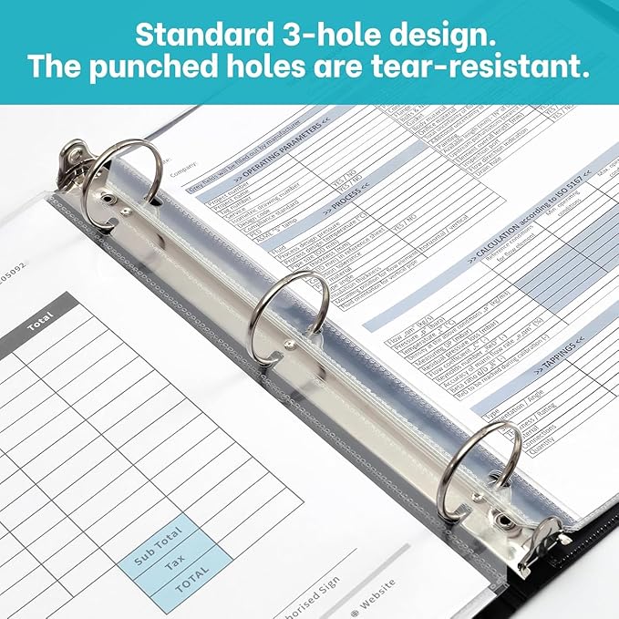 Super Heavyweight 3-Hole Letter Size Sheet Protectors - High Transparency Plastic Heavy Duty Sleeves for 3 Ring Binders, Archival Safe, Durable Page Protectors for Documents, 8.5x11 Inch (500 Pack)