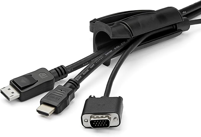 StarTech.com 2.5m (8.2ft) Cable Management Sleeve - 1.8" Diameter - Expandable Coiled Cord Organizer w/Cable Loading Tool (CMSCOILED4)