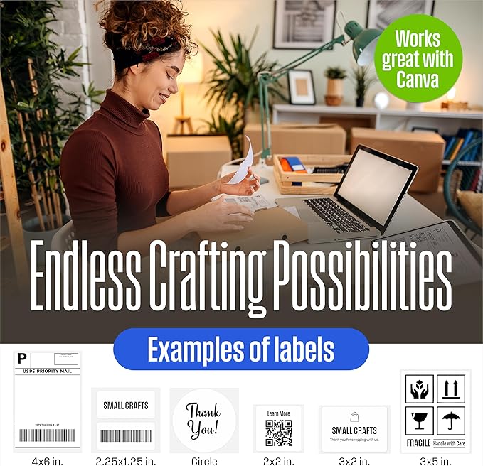 Westinghouse Thermal Shipping Label Printer USB, 4x6 Label Commercial Grade, Compatible with USPS, UPS, FedEx, eBay, Shopify, Amazon, & More, Desktop Label Printer for Packages, Includes Sample Labels