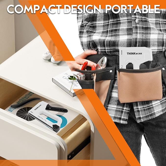 THINKWORK Light Duty Staple Gun - Upholstery Staple Gun for Wood with 1600pcs JT21 Staples 1/4", 5/16", 3/8" and Staple Remover, Fabric Stapler Gun for Crafts, Home Use, Wall, DIY, Lights Decora, Grey