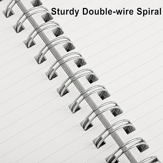 RETTACY Spiral College Ruled Notebook, 300 Pages, A4 Large Size (8.2" x 11.2"), for School, Work, Writing, Journaling, 100 GSM Thick Paper, Flexible Plastic Cover (Navy Blue)