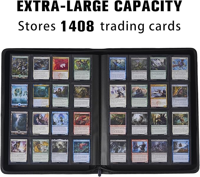 Card Binder 16 Pocket,Trading Card Binder Holds up to 1408 Cards with 44 Sleeves,Zipper Card Holder Album Compatible with TCG Card/Game Cards/Sports Card-Lavender Purple