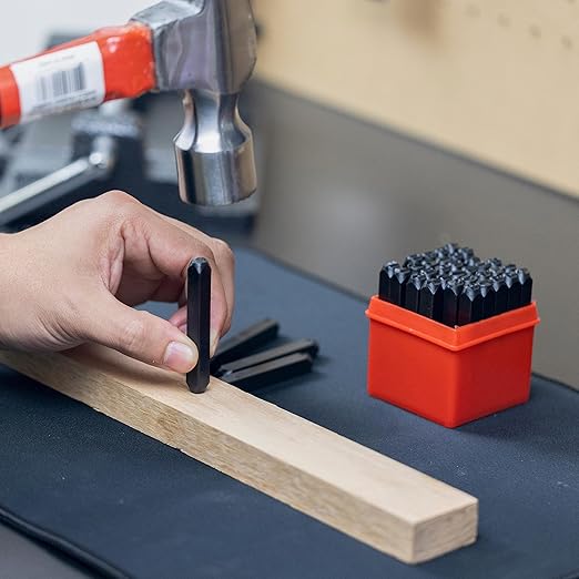 NEIKO 02624 Number and Letter Punch Set with Heat-Treated Steel Punches for Imprinting and Arts and Crafts, 1/4-Inch Shaft, 36-Piece Stamp Set