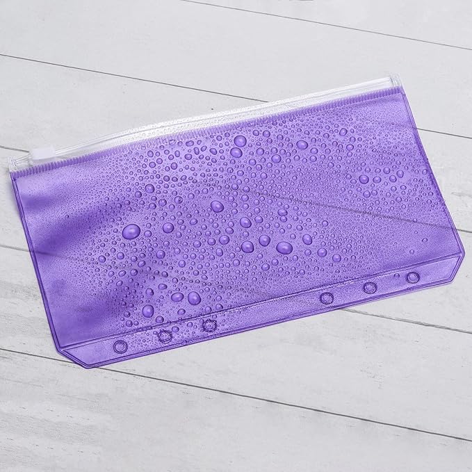 24Pcs A6 Binder Pockets 6 Holes Zipper Binder Pouch for Cash,ID Card,Credit Card, 8 Colors