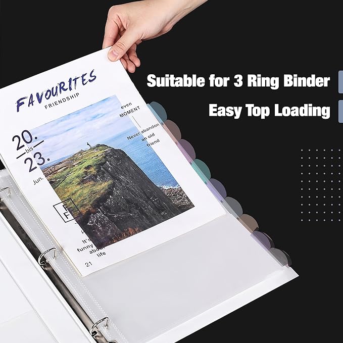 Mr. Pen- Clear Sheet Protectors with Tabs, 8 Tabs, 2 Sets, Clear Plastic Dividers for 3 Ring Binder, Insertable Index Page Divider Multicolor Tabs